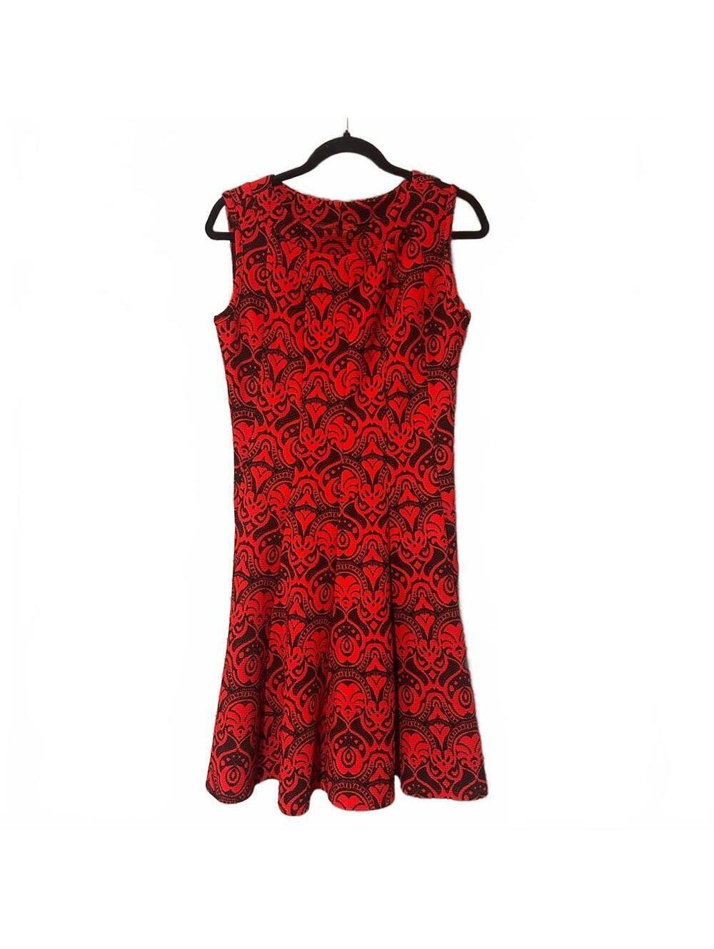 Tacera Red and Black Patterned Mini Dress